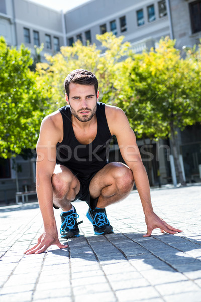 Przystojny sportowiec postawa portret ręce Zdjęcia stock © wavebreak_media