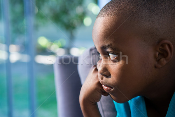 Közelkép figyelmes fiú otthon ablak gyermek Stock fotó © wavebreak_media