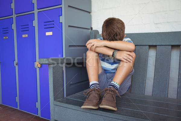全長 男孩 坐在 長凳 學生 經理 商業照片 © wavebreak_media