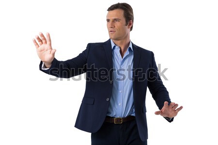 Zakenman aanraken onzichtbaar scherm witte man Stockfoto © wavebreak_media
