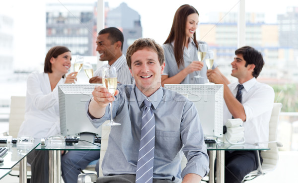 üzleti csapat iszik pezsgő iroda üzlet számítógép Stock fotó © wavebreak_media