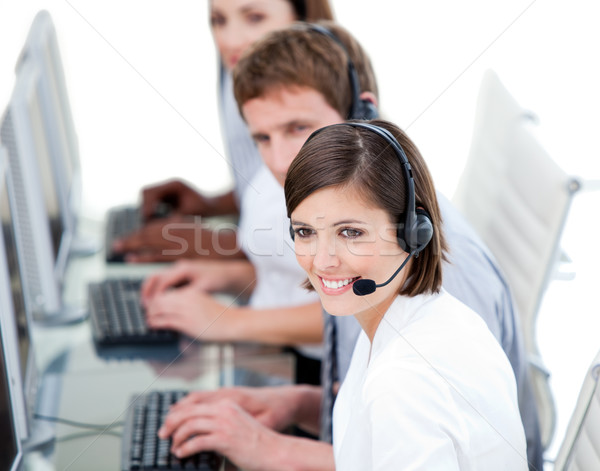 Jungen Business-Team arbeiten Call Center weiß Computer Stock foto © wavebreak_media