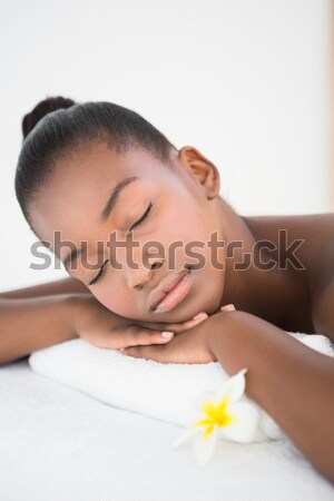 Lovely brunette lying down and receiving a massage in a spa centre Stock photo © wavebreak_media