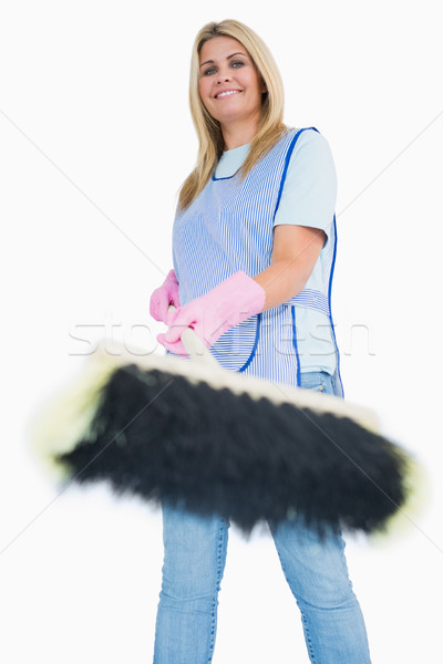 ストックフォト: 掃除婦 · アップ · 階 · 女性 · 女性 · ピンク