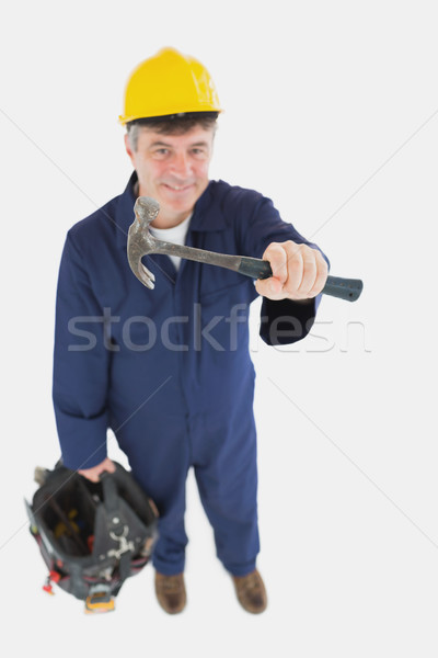 [[stock_photo]]: Mécanicien · marteau · outil · sac · portrait