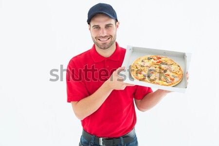 Dojrzały patrząc świeże pizza biały Zdjęcia stock © wavebreak_media