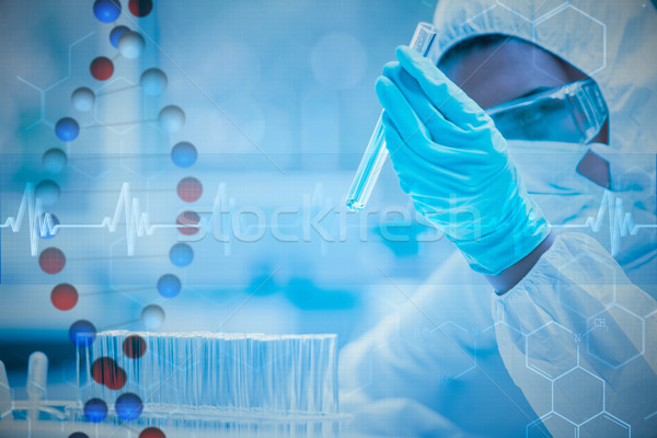 Composite image of protected scientist looking at a dangerous li Stock photo © wavebreak_media