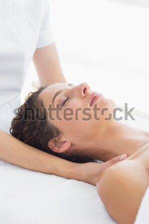 Foto stock: Mujer · cuello · masaje · mujer · hermosa · spa · manos