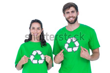 Barátok visel újrahasznosítás mutat kettő nő Stock fotó © wavebreak_media