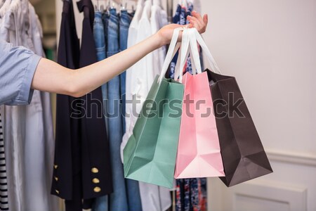 ストックフォト: 女性 · ショッピングバッグ · 服 · ストア · 手