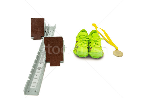 トレーナー 靴 金メダル 白 孤立した スポーツ ストックフォト © wavebreak_media
