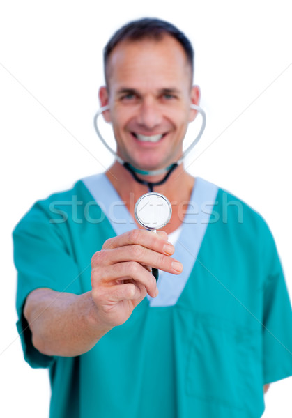 Imagine de stoc: Portret · medic · de · sex · masculin · stetoscop · alb