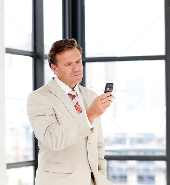 [[stock_photo]]: Portrait · affaires · texte · maturité · téléphone · portable