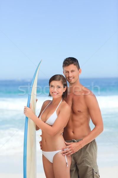 Stockfoto: Liefhebbers · surfboard · vrouw · water · sport · natuur