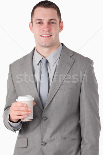 Foto stock: Retrato · guapo · empresario · taza · té