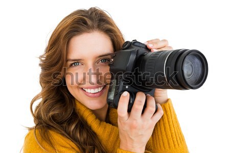 Kobieta patrząc kamery biały ręce Zdjęcia stock © wavebreak_media