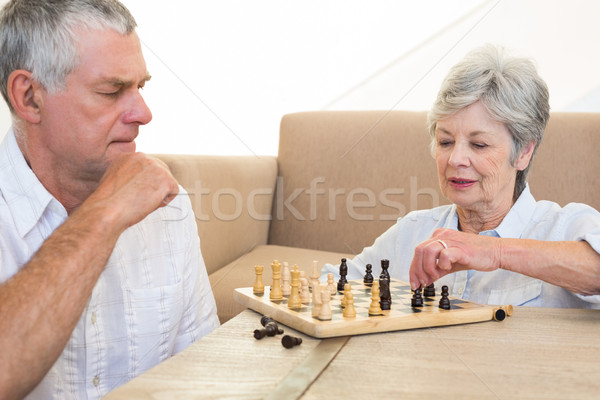 Vergadering vloer spelen schaken home Stockfoto © wavebreak_media
