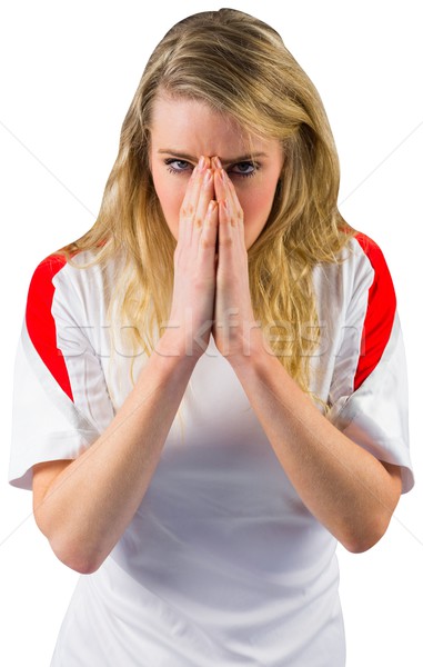 Nerveus voetbal fan witte voetbal Rood Stockfoto © wavebreak_media