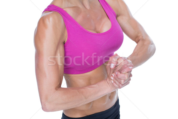 Foto stock: Feminino · musculação · branco · mulher · corpo