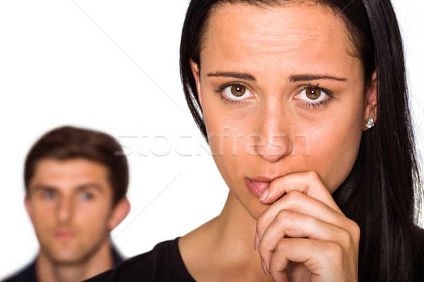 [[stock_photo]]: Couple · pas · parler · argument · blanche · portrait