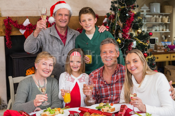 Rodziny białe wino christmas obiedzie domu Zdjęcia stock © wavebreak_media