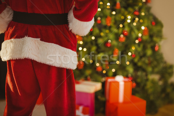 Mid section of santa standing in front of the christmas tree Stock photo © wavebreak_media