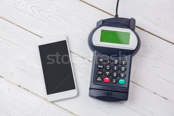 Stockfoto: Pin · smartphone · houten · tafel · business · telefoon · winkelen