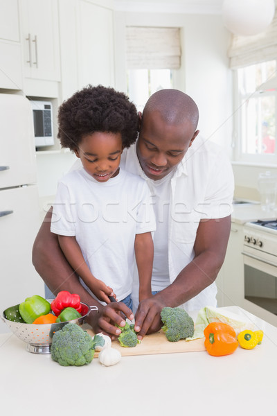Little boy cooking with his father Stock photo © wavebreak_media