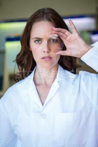 Serious optician holding up lens Stock photo © wavebreak_media