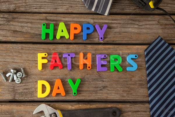 Jour de pères heureux texte travaux outils table vue [[stock_photo]] © wavebreak_media