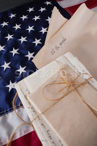 Foto d'archivio: Giuridica · documenti · bandiera · americana · primo · piano · carta · sfondo