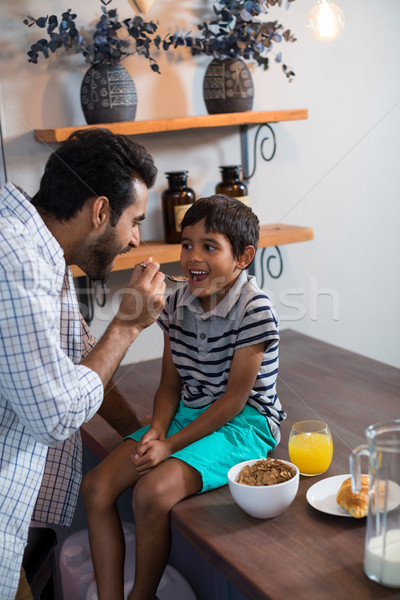 Pai cereal café da manhã filho sessão Foto stock © wavebreak_media