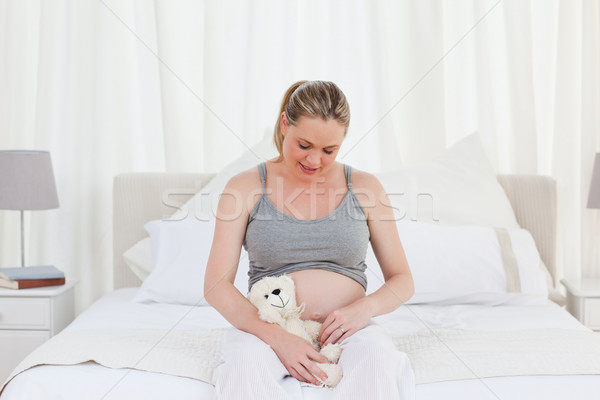 Pregnant woman with a cuddly toy at home Stock photo © wavebreak_media