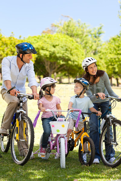 Familie Fahrräder Frau Gras Natur Kind Stock foto © wavebreak_media