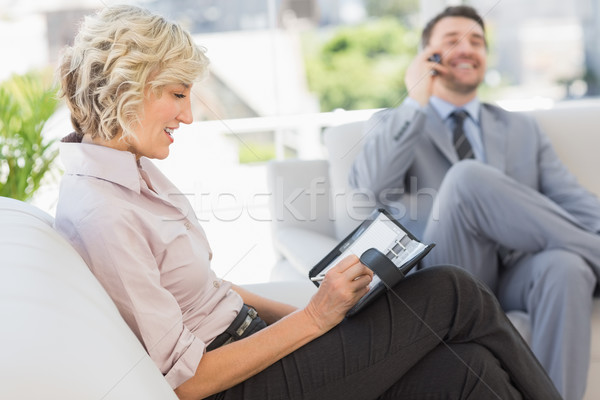 Businessman on call and secretary with diary at home Stock photo © wavebreak_media