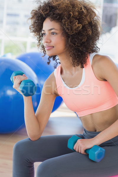 Young woman exercising with dumbbells in gym Stock photo © wavebreak_media