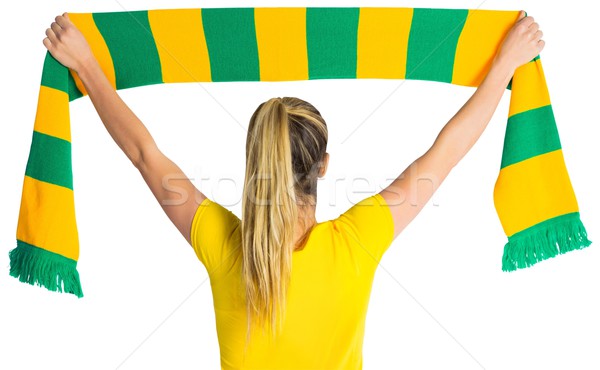 Csinos futball ventillátor Brazília póló fehér Stock fotó © wavebreak_media