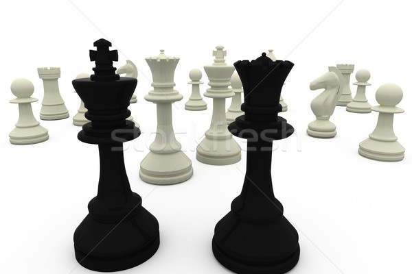 Black king and queen facing white pieces Stock photo © wavebreak_media