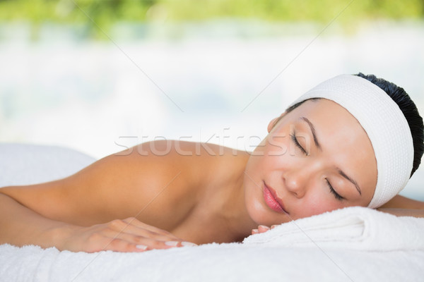 Foto stock: Sonriendo · morena · masaje · mesa · spa