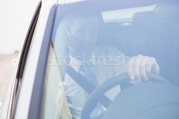 Stok fotoğraf: Yakışıklı · işadamı · telefon · araba · iş · pencere