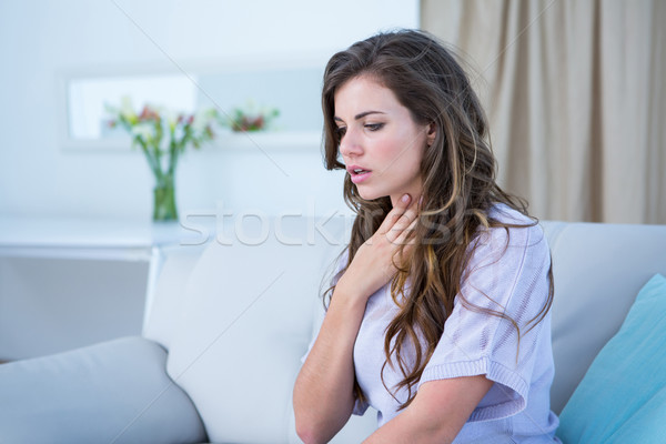 Csinos nő asztma válság otthon nappali virágok Stock fotó © wavebreak_media
