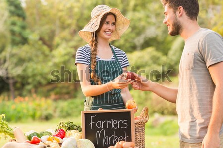 Stock foto: Glücklich · stehen · halten · Huhn