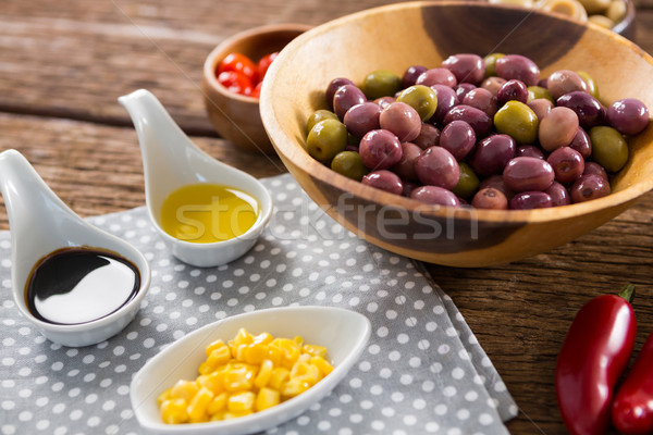 Gemarineerd olijven ingrediënten houten tafel voedsel Stockfoto © wavebreak_media