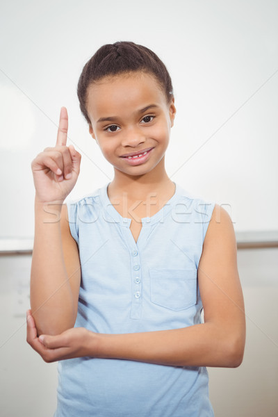 Kéz iskolatábla boldog gyermek osztály női Stock fotó © wavebreak_media