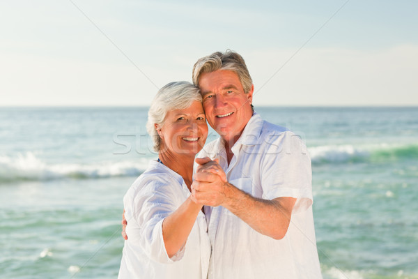 Foto stock: Maduro · casal · dança · praia · feliz · caminhada