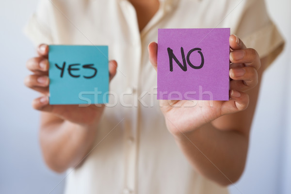 Stock photo: Casual businesswoman showing no card