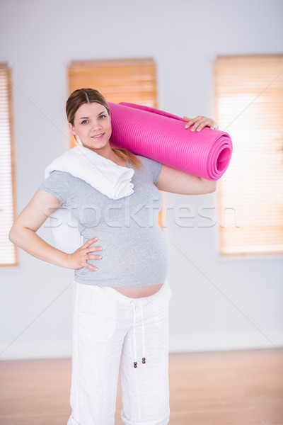 Hamile kadın egzersiz ev mutlu sağlık Stok fotoğraf © wavebreak_media