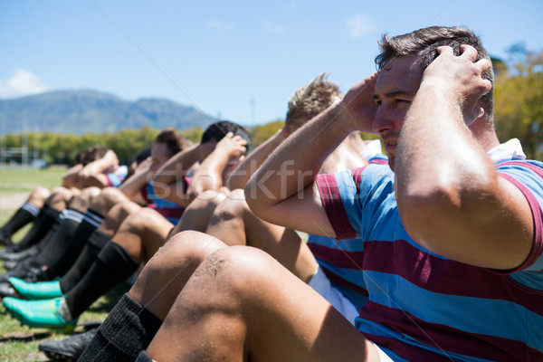 Close up of rugby players exercising Stock photo © wavebreak_media