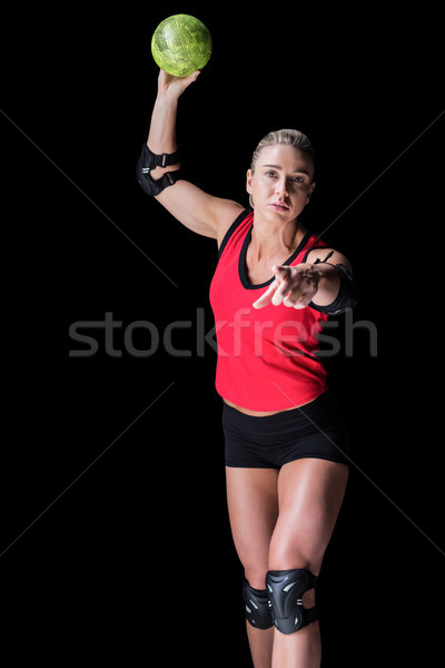 Foto stock: Femenino · atleta · codo · balonmano · negro