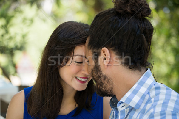 Stock foto: Romantischen · Paar · Freizeit · Park · Lächeln · Mann